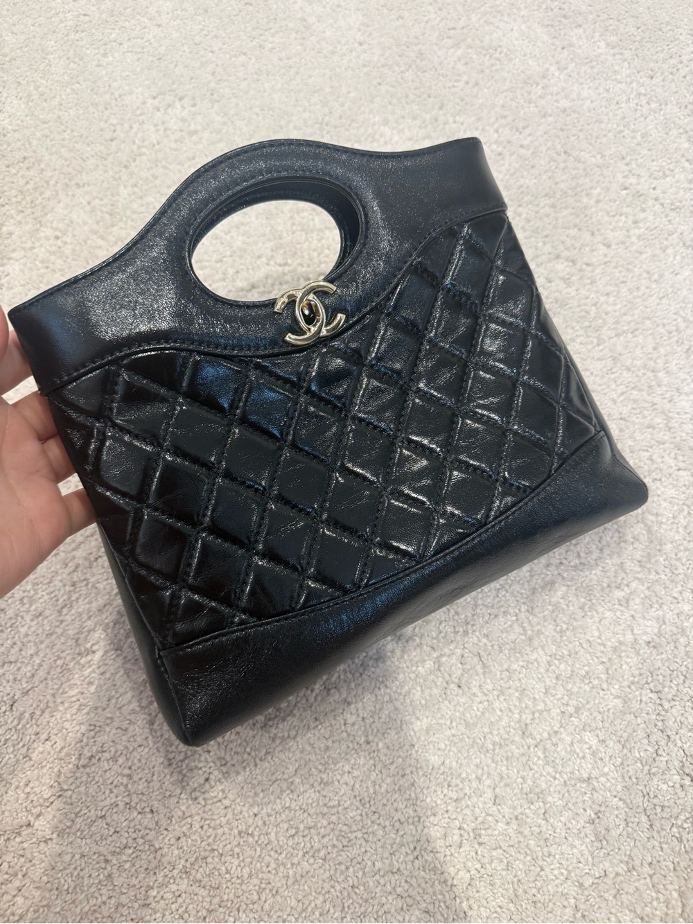 Chanel Black Quilted Leather Top-Handle Bag 31mini